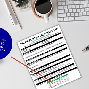 Phone Interview Form Template: Candidate Screening (digital Download ...