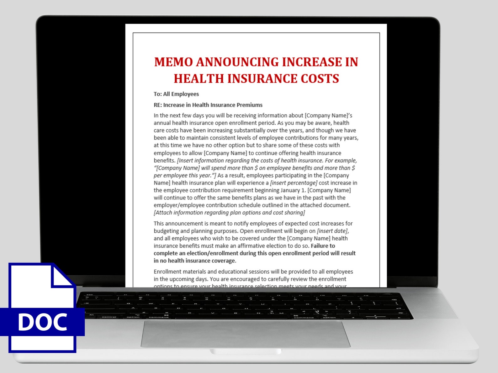 Memo Announcing Health Insurance Cost Increase HR Communication(00)
