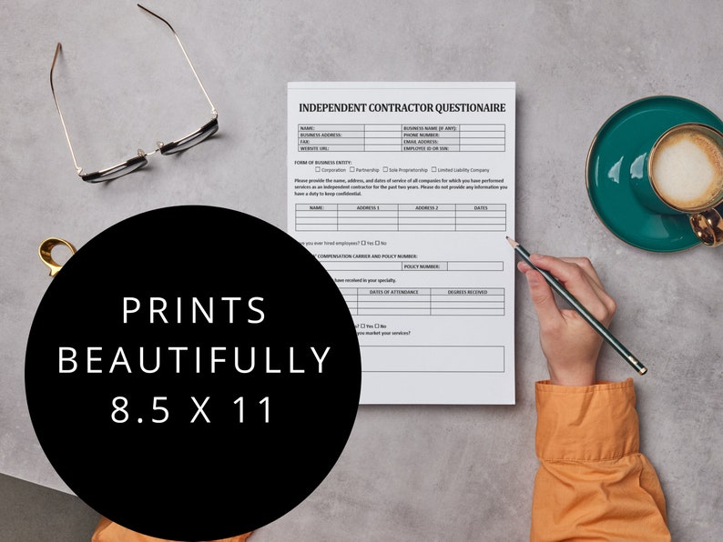 Independent Contractor Questionnaire | Editable Document | HR Template ...
