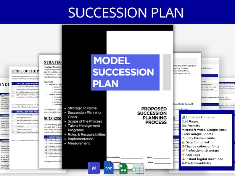 Succession Planning Template: Talent Development Management, Leadership ...
