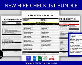 New Hire Checklists Bundle: HR Onboarding Templates (5 Formats)