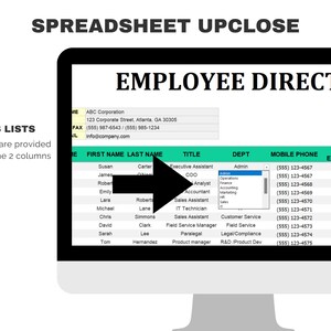 Employee Number List Example Excel Employee Directory Template: HR Staff Contact List (digital ...