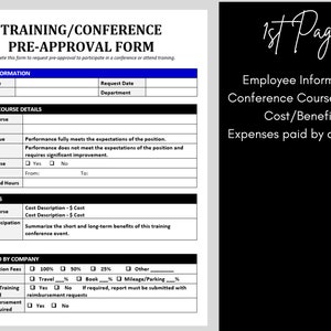 HR Pre-approval Form for Employee Training and Conferences - Etsy