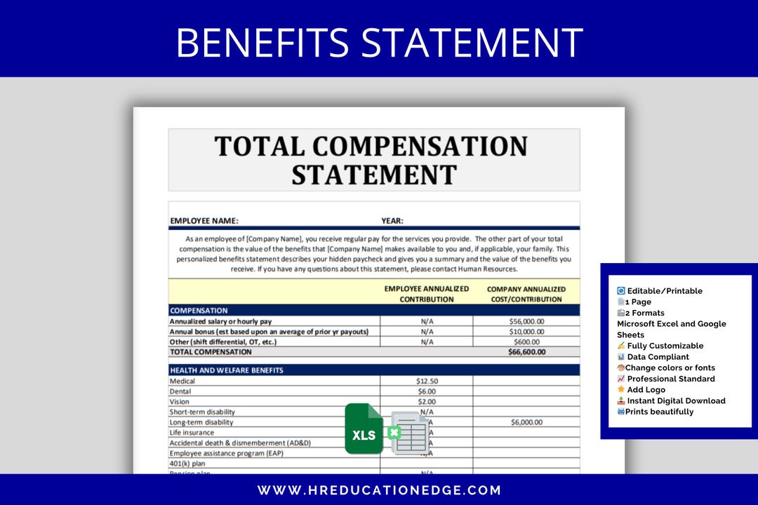 Total Compensation Benefits Statement Employee Benefits Package Total Compensation Benefits Statement Employee Benefits Package