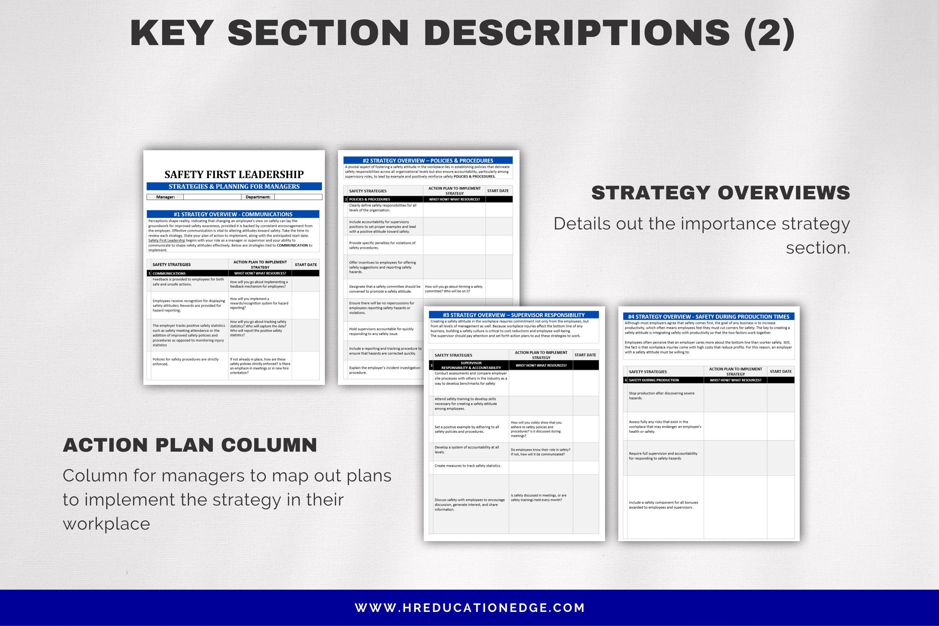 Safety First Leadership Worksheets: Manager Safety Strategies W/action ...