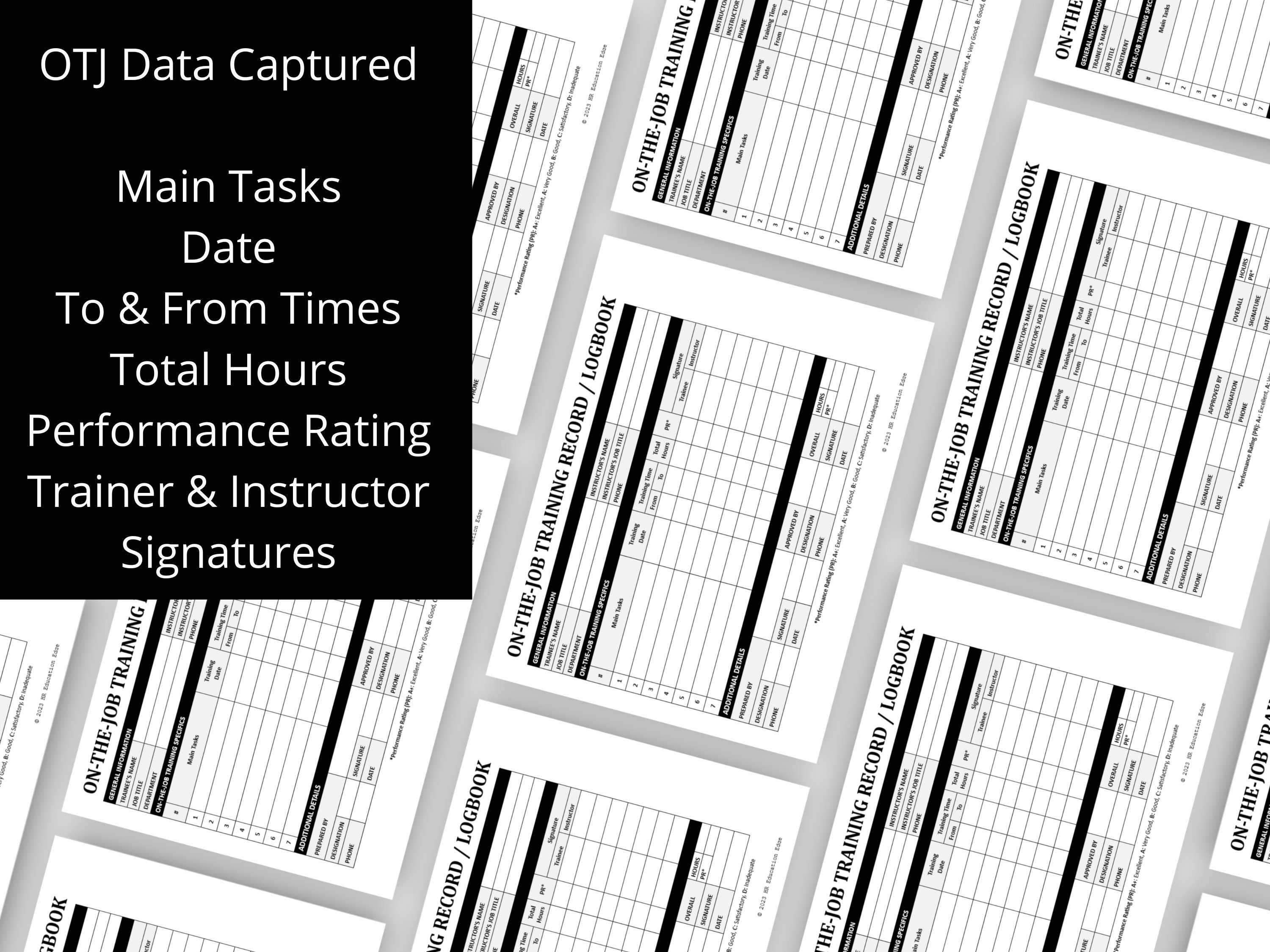Employee Training Record/logbook Onthejob Training Tracker New Employee/manager Human Resource