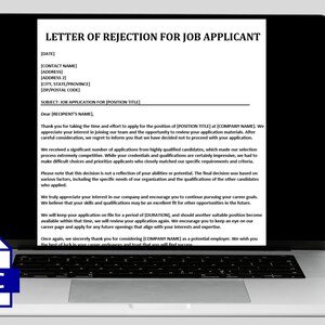 Rejecting Application Letter of Rejection to Applicant: Applicant Email, Editable HR Template ...