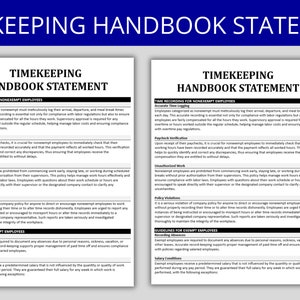 HR Timekeeping Policy Template: Employee Handbook Compliance (Digital Download)