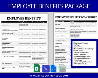 Employee Benefits List Template: HR Onboarding, Open Enrollment (Word, Excel, Google Docs & Google Sheets)