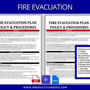 Complete Fire Evacuation Plan Policy | Employee Emergency Safety Training for New Hires Current Employees | HR Templates and Forms