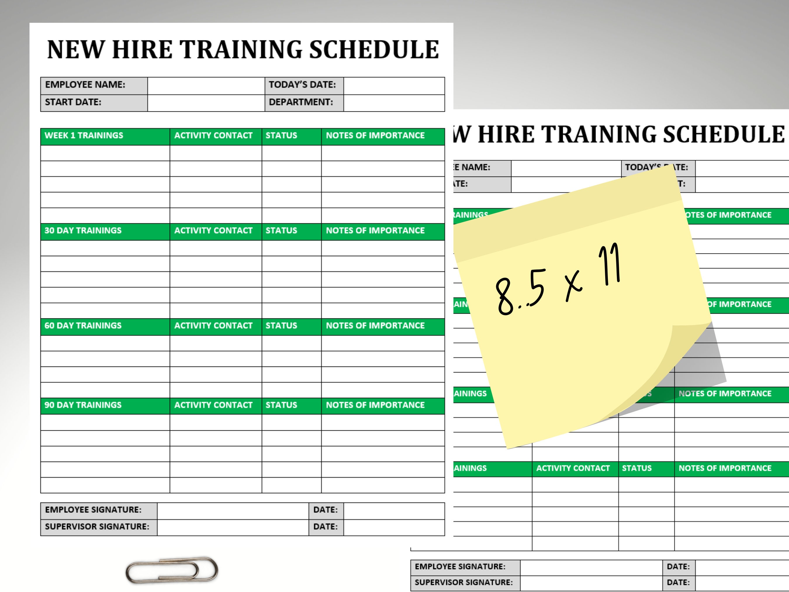 Simple New Hire Training Schedule: Editable Word Template 90-day Plan