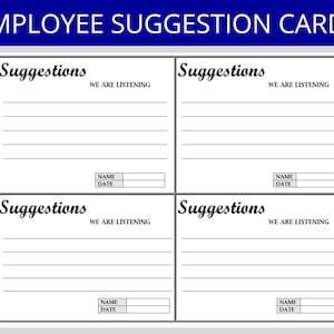 Kaart met werknemerssuggestie | Medewerkersrelaties, ideeënbus | Kaartsjabloon | HR-sjablonen | Formulier Human Resources | Totale beloningen, cultuur