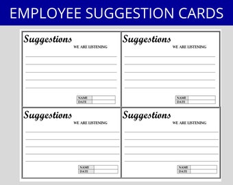 Employee Suggestion Card Template: HR Form (Digital Download)