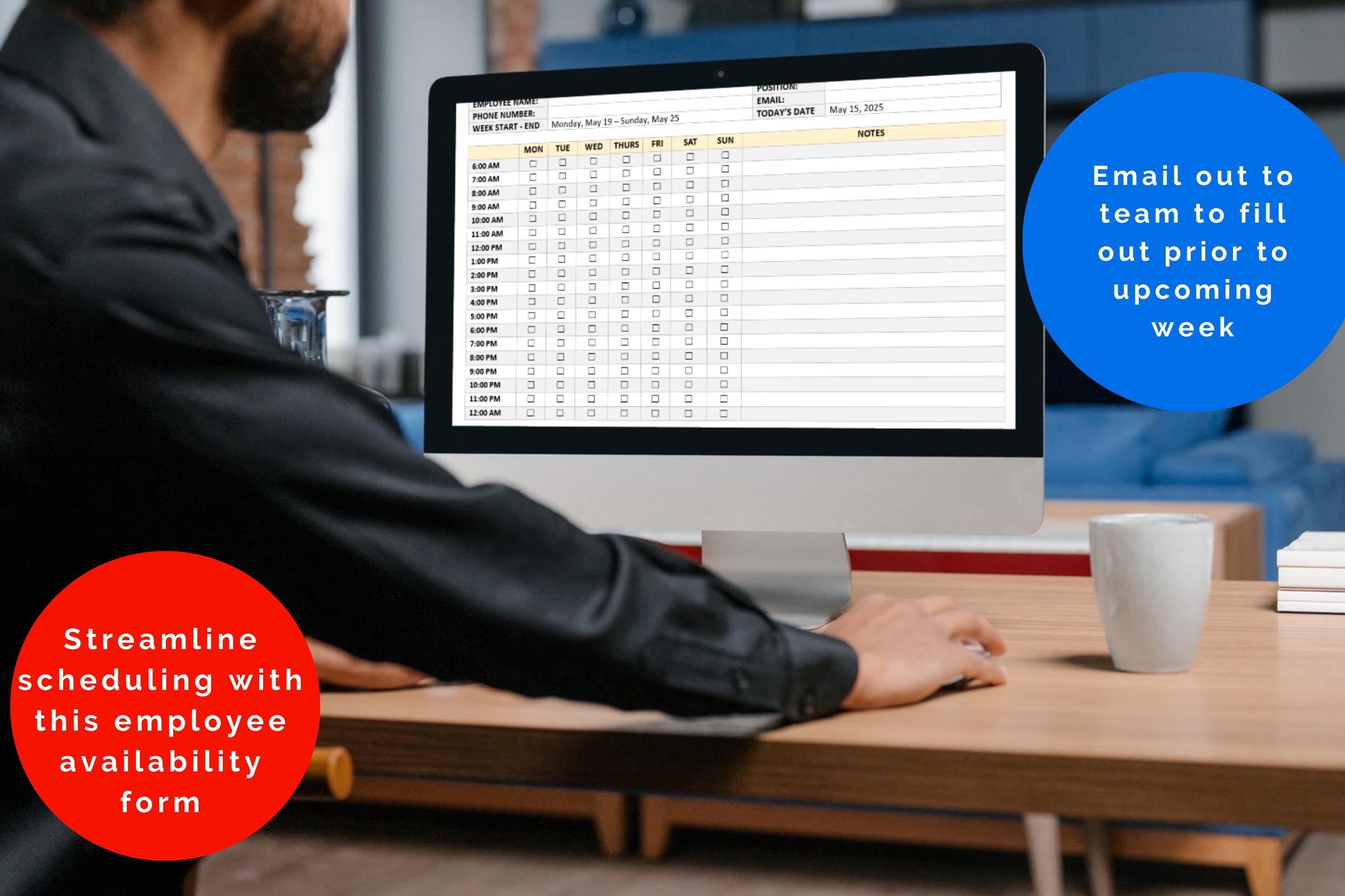 Employee Work Availability Form: Weekly Schedule Template (word, Excel ...
