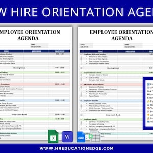 Employee Orientation Schedule Template | New Hire Orientation | Employee Onboarding Agenda | Orientation Events | HR Templates & Forms