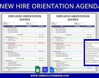 Employee Orientation Checklist Schedule Template: New Hire Onboarding Agenda (Digital Download)