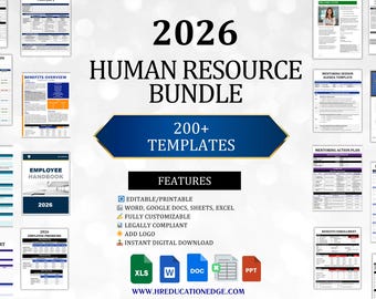 HR Template Toolkit Bundle: 200+ HR Forms, Checklists, & Policies (Digital Download)