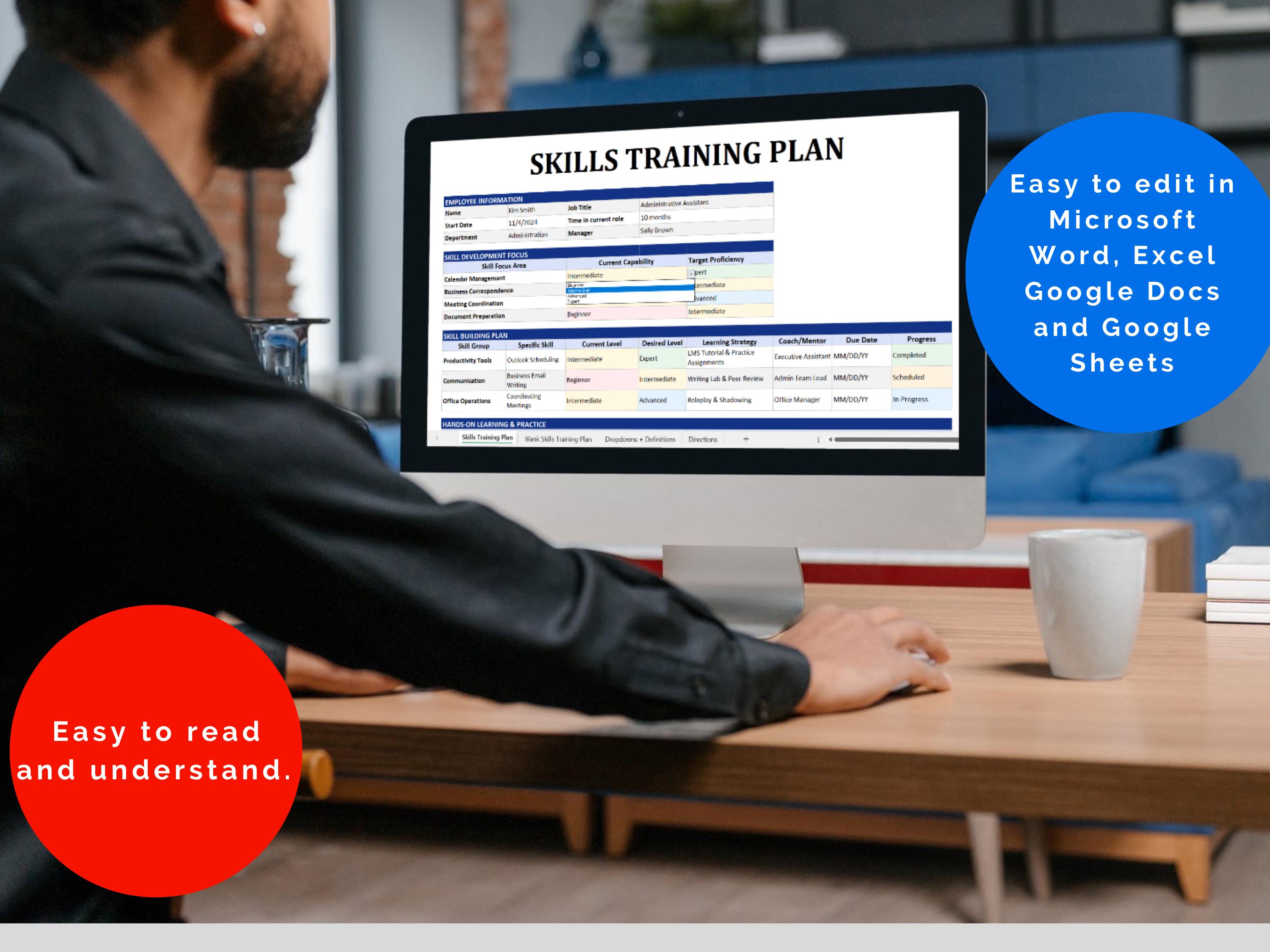 Skills Training Plan Template: Employee Development, HR (word, Excel ...