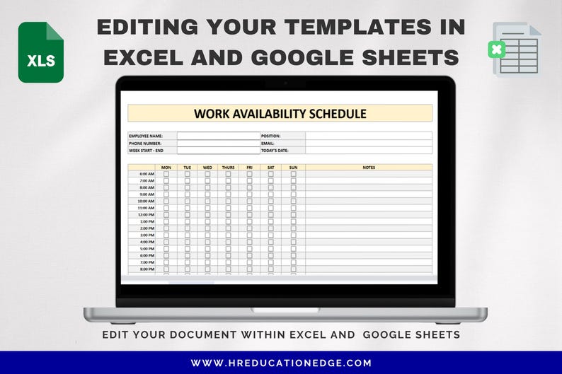 Employee Work Availability Form: Weekly Schedule Template (word, Excel ...