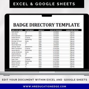 Employee Badge Tracker Template: HR Access ID Log (excel, Google Sheets ...