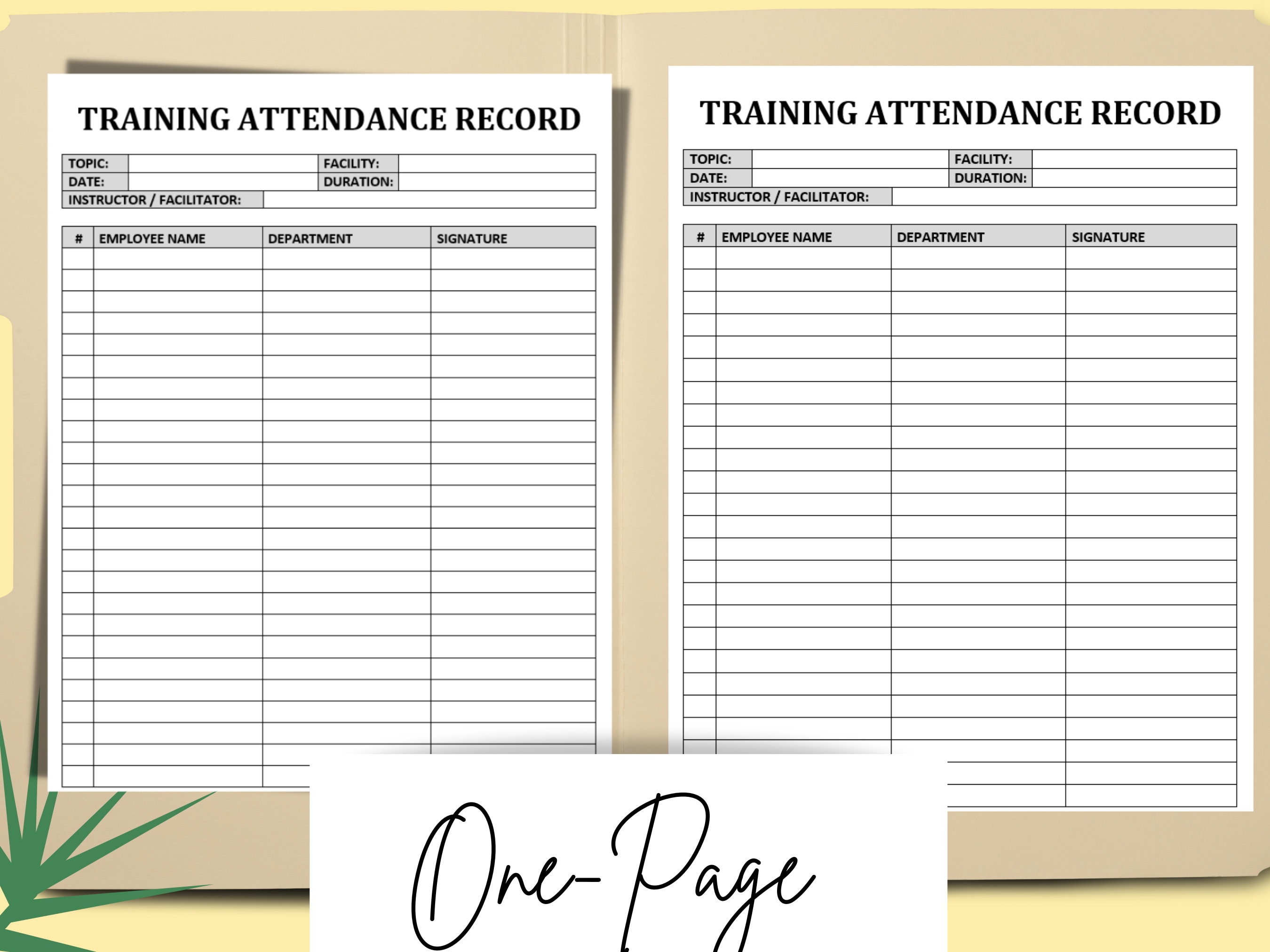 Training Attendance Record Template: Editable HR Form (MS Word) - Etsy