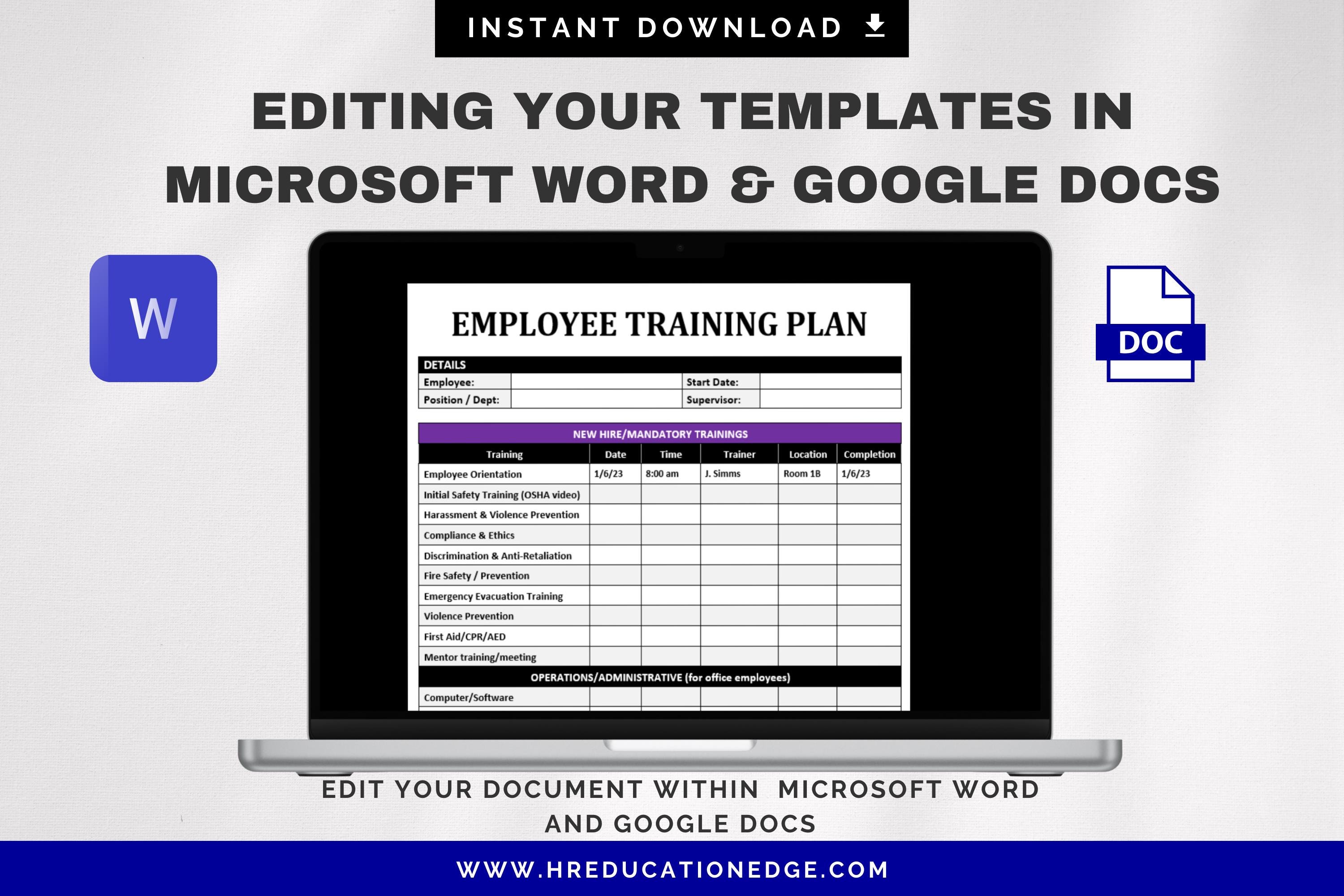 Employee Training Plan Template: HR Onboarding Schedule (digital ...