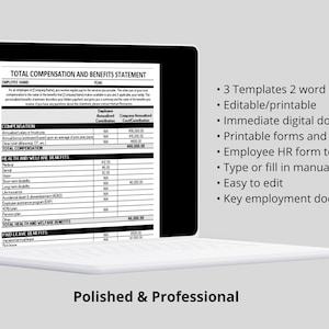 Employee Benefits & Compensation Bundle: Editable Word and Excel HR ...