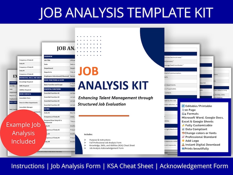 Job Analysis Template Kit: Editable HR Forms & KSA Cheat Sheet (digital ...