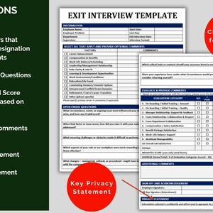 Exit Interview Questions Template: Employee Offboarding, Employee Termination Form | Google Docs & Word | Human Resources image 3