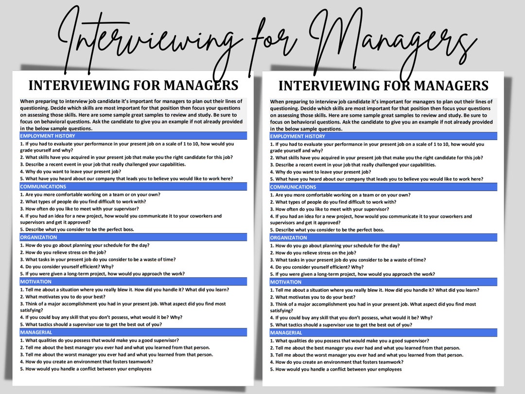 Interviewing for Managers Editable Word Interviewing Form - Etsy
