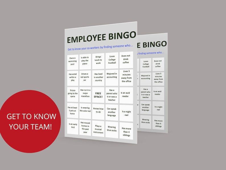 Employee Bingo Template Icebreakers / Games Human - Etsy