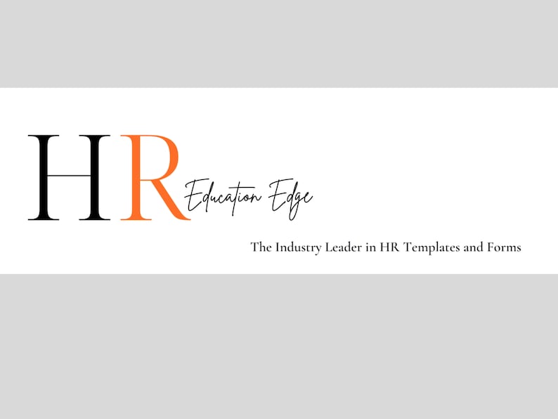 May include: HR Education Edge logo with black and orange lettering. The text reads "HR Education Edge" and "The Industry Leader in HR Templates and Forms".