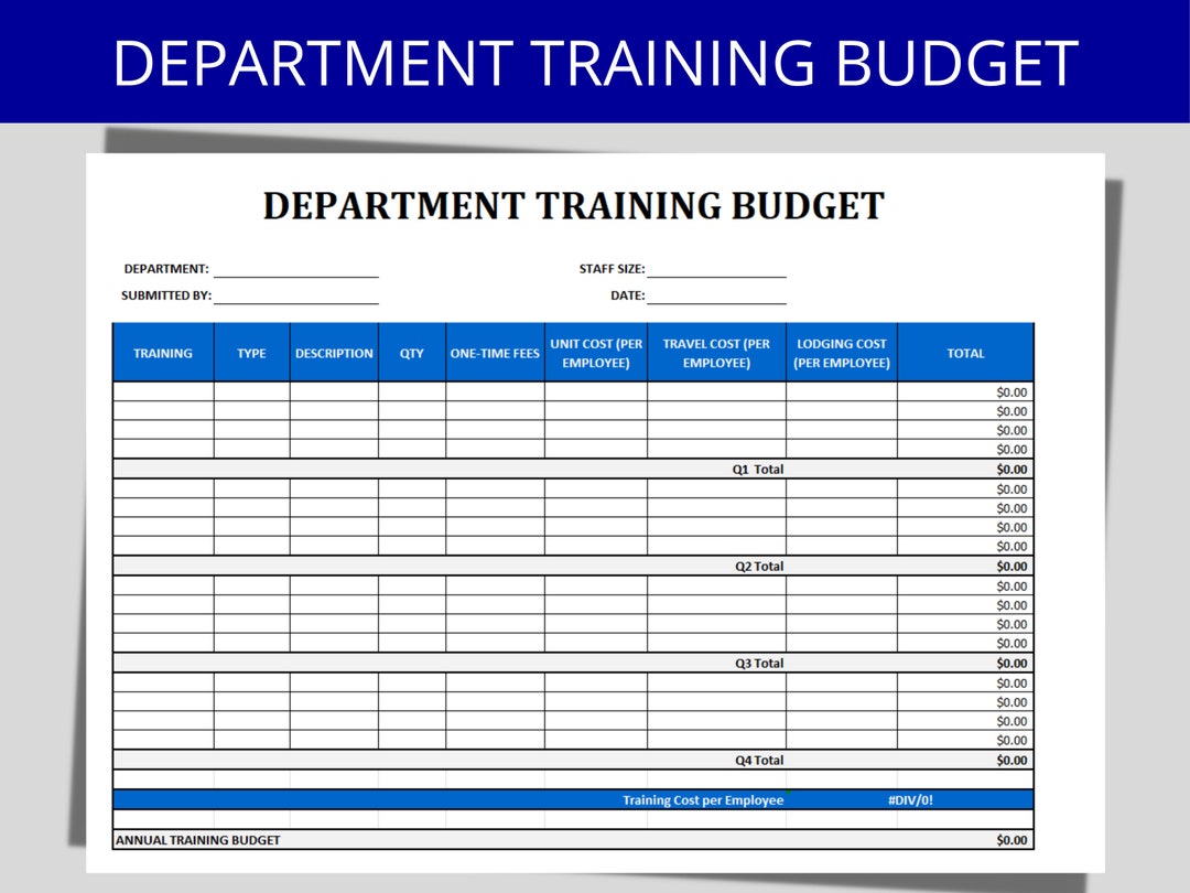 Training Budget: Departmental Budget HR / Accounting Excel Spreadsheet Training Budget: Departmental Budget HR / Accounting Excel Spreadsheet