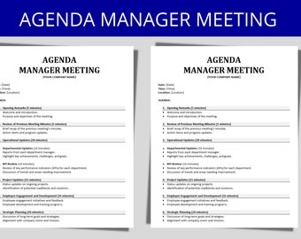 Plantilla de agenda para reuniones de gerentes: RR. HH., operaciones, KPI (documento Word editable)
