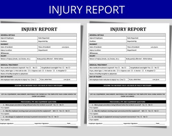 Injury Report Template: Streamline Workplace Incident Documentation | HR Templates | Safety Sheet | Human Resources
