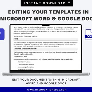 AI Workplace Use Policy Template | Generative AI HR Compliance (digital ...