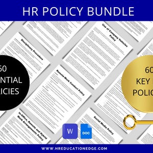 Employee Policy Template Bundle: 60 Essential HR Policies | Manual & Handbook | New Hire Onboarding Templates | HR Documents Human Resources
