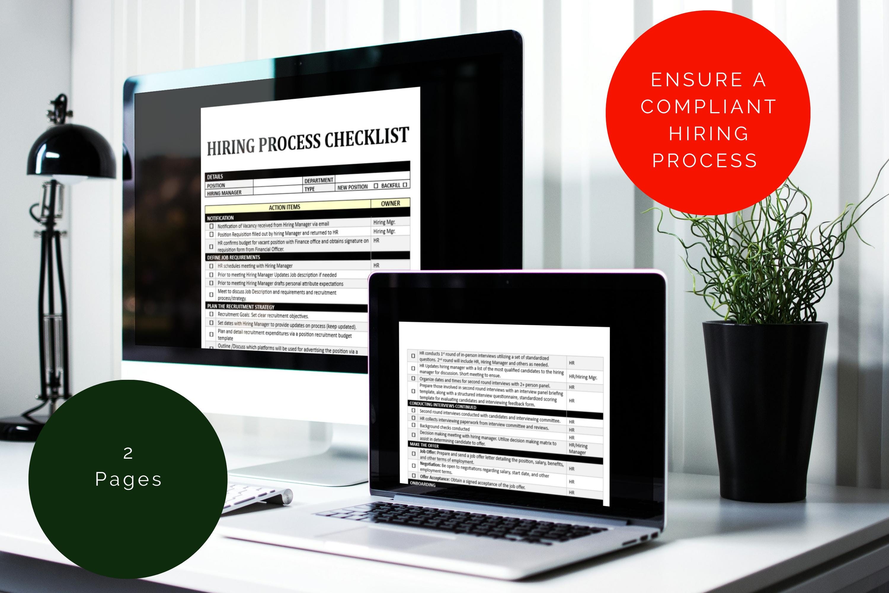 Hiring Process Checklist: HR Recruitment & Onboarding Template (digital ...