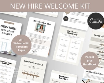 Complete New Hire Welcome Kit: Editable Canva Onboarding Handbook, HR Forms, Templates & Checklist