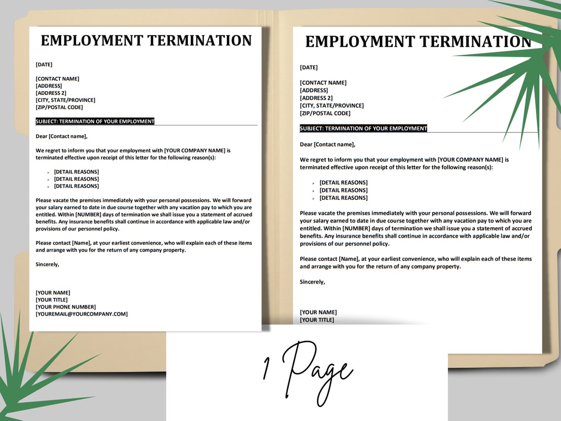 Termination Letter Template Human Resources Employee Termination