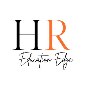 May include: Logo for HR Education Edge, with the letters HR in black and orange, and the words Education Edge in cursive script below.