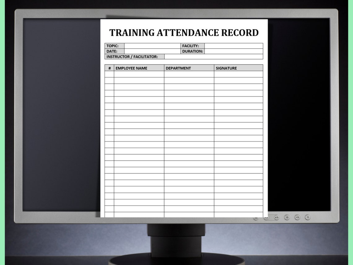 Training Attendance Record Template: Editable HR Form (MS Word) - Etsy