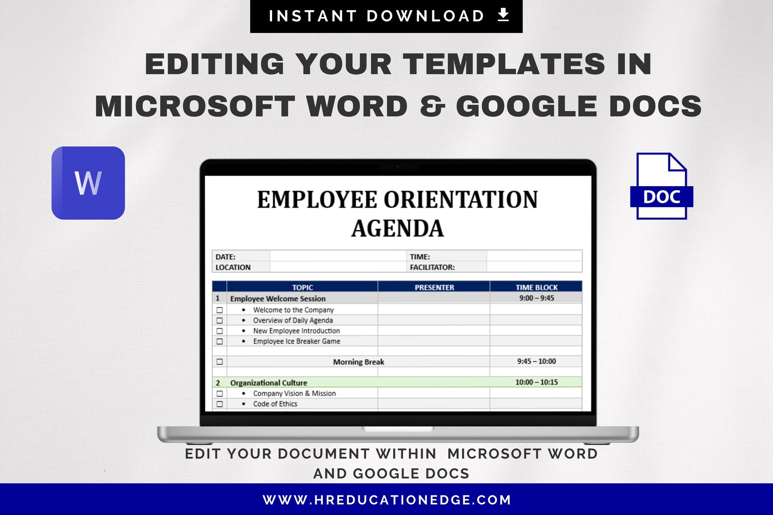 Employee Orientation Checklist Schedule Template: New Hire Onboarding ...