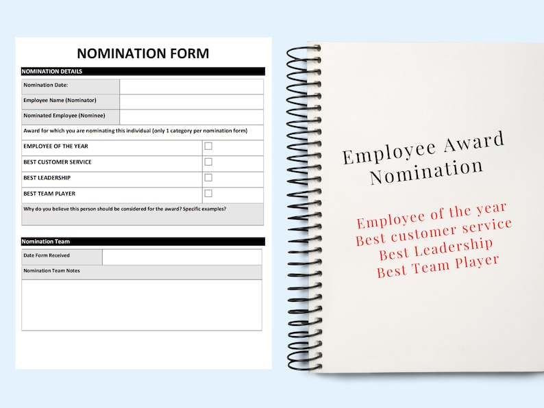 Employee Recognition Award Nomination Template Word Editable Etsy