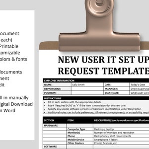 New User IT Setup Request Template: HR Onboarding (digital Download) - Etsy