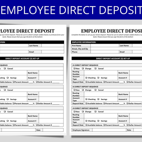 Direct Deposit Form Etsy