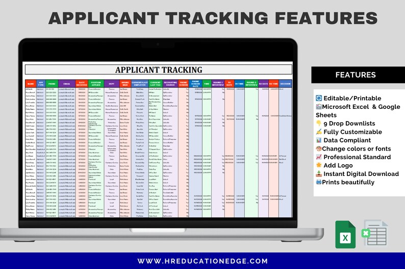 Applicant & Candidate Tracker: HR Excel Template (digital Download) - Etsy
