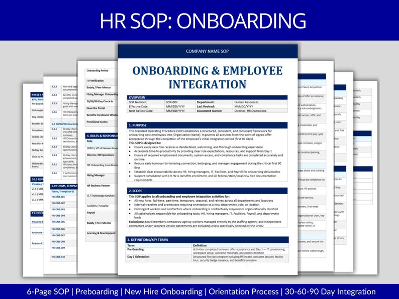 Employee Onboarding SOP Template | HR Process Document (word) - Etsy