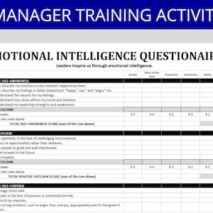 Manager Training Activity | HR Questionnaire | Emotional Intelligence Questionnaire | Team Building | Leadership | Human Resources Templates