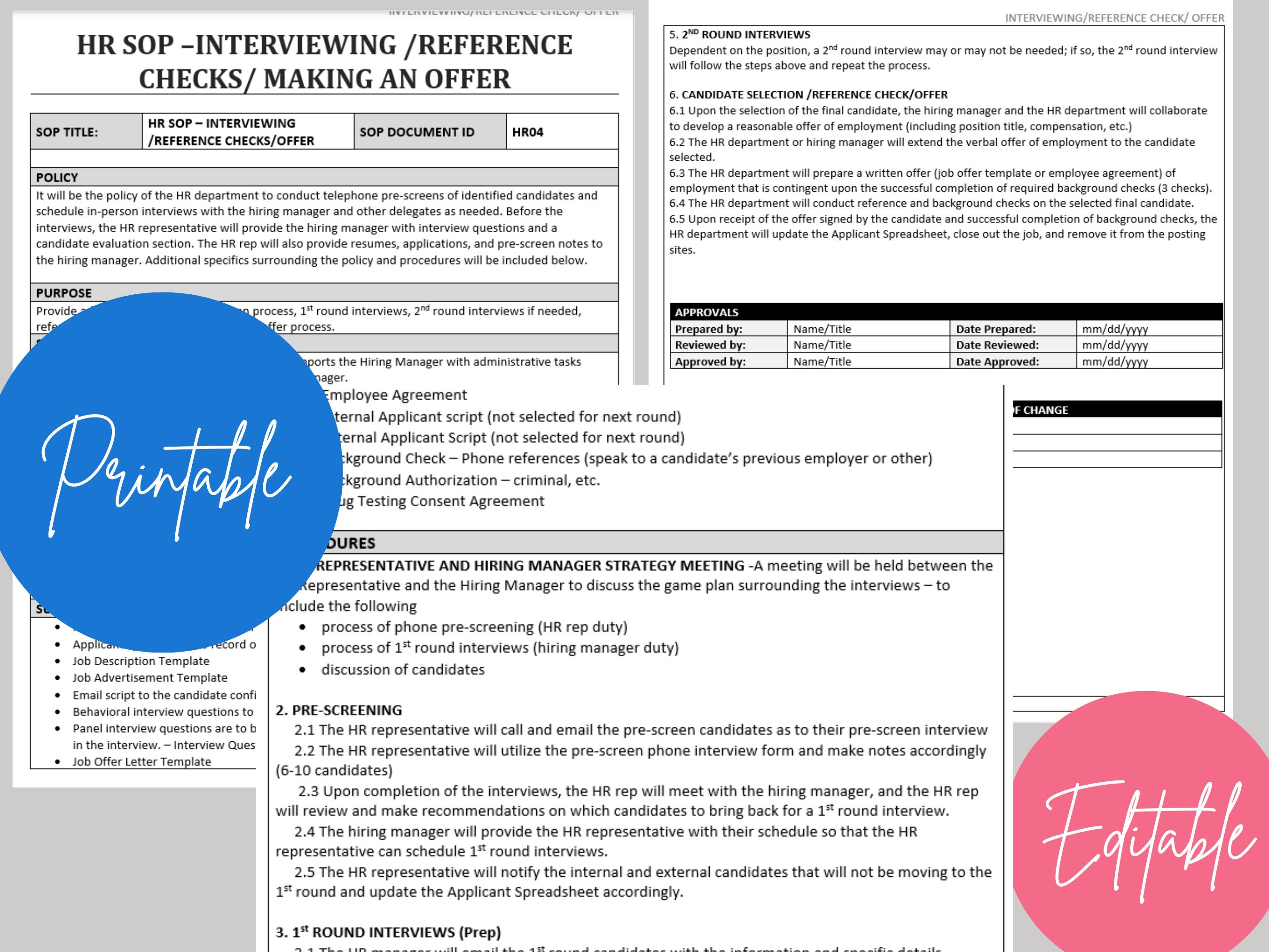 Interviewing & Offer SOP Template Standard Operating Procedure HR ...